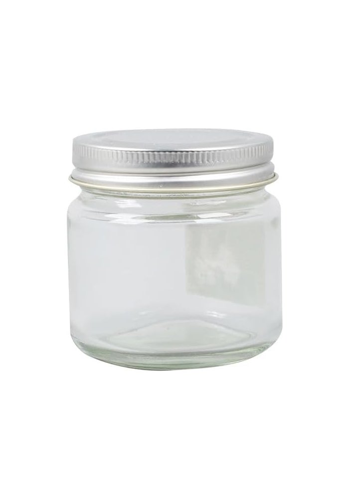 Daiso Small Glass Jar with Silver Metal Screw Lid 130ml - Clear Airtight Storage Container for Spices, Crafts, and Kitchen Organization - Image 1